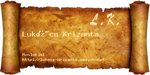 Lukács Krizanta névjegykártya